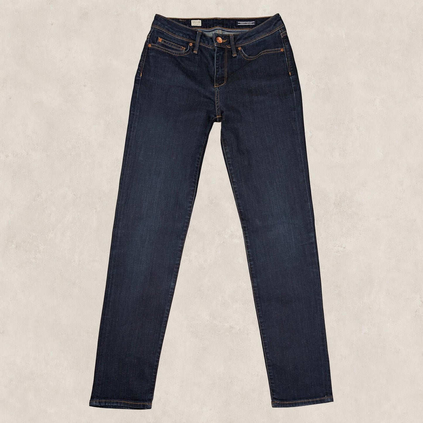 tommy hilfiger paris high waist slim fit womens jeans dark blue size w27 l32 by Tommy Hilfiger – | RewearableUK