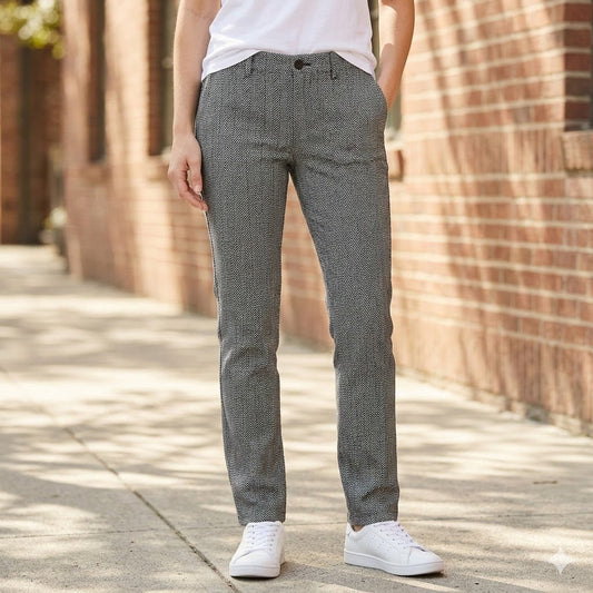 tommy hilfiger rome mens black white herringbone regular fit trousers 28 30 by Tommy Hilfiger – JEANS | RewearableUK