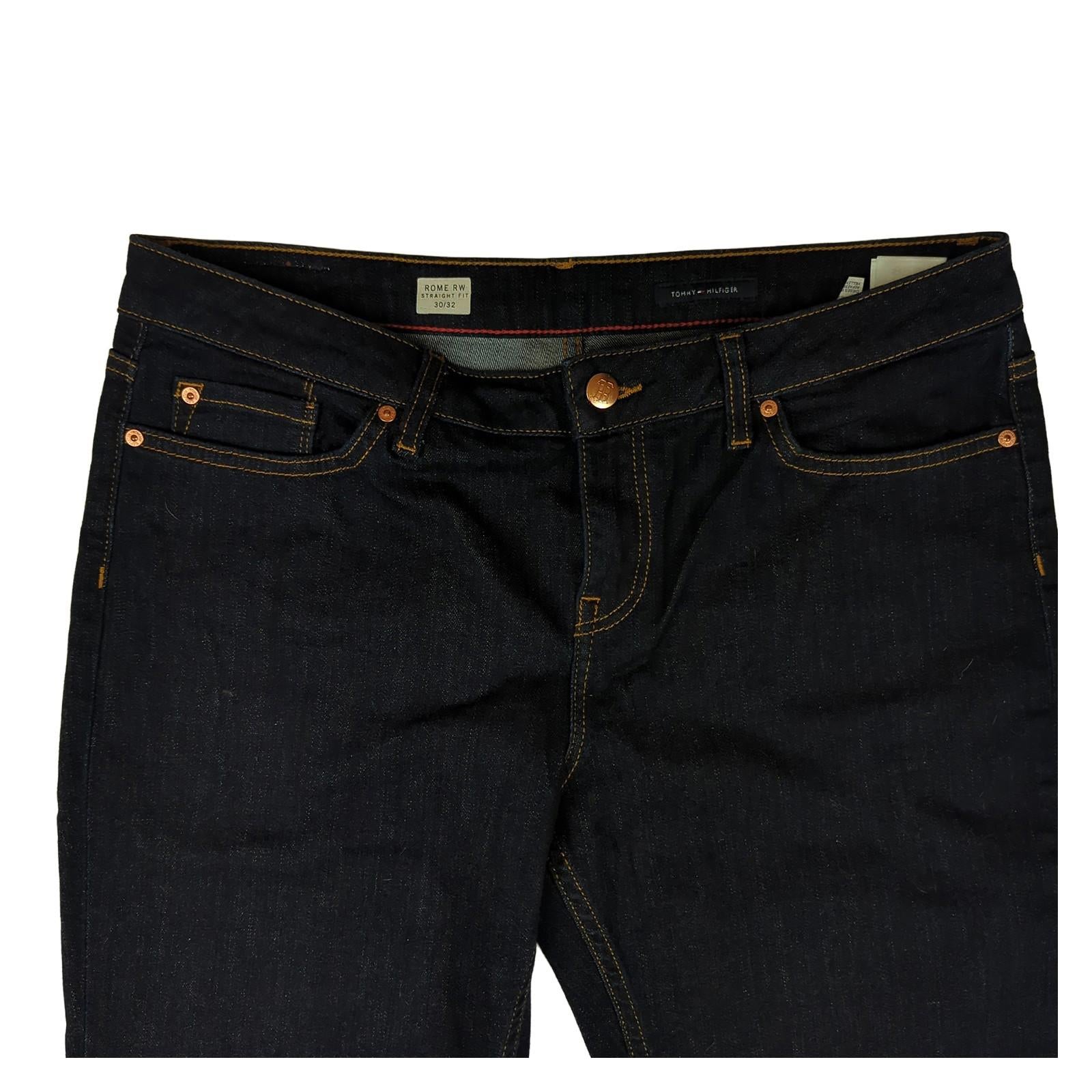 Tommy Hilfiger Tommy Hilfiger Rome RW Straight Fit Jeans Dark Blue W30 L32 Denim JEANS RewearableUK
