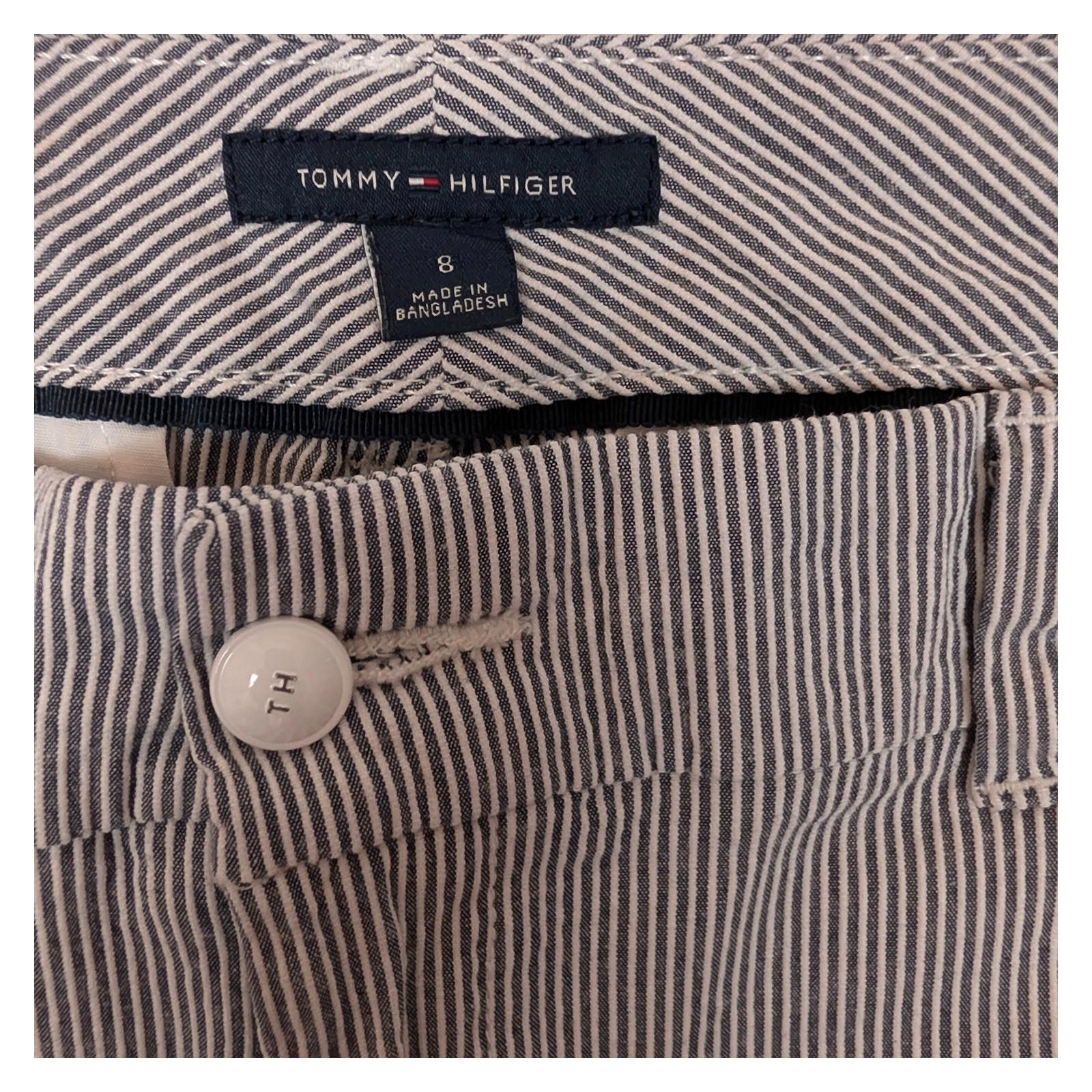 tommy hilfiger women size 8 navy white pinstripe chino ankle trousers stretch by Tommy Hilfiger – | RewearableUK