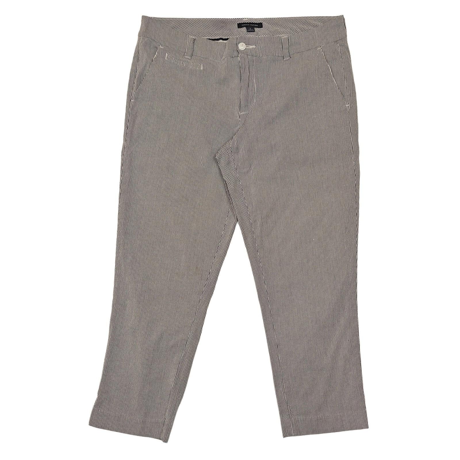 tommy hilfiger women size 8 navy white pinstripe chino ankle trousers stretch by Tommy Hilfiger – | RewearableUK