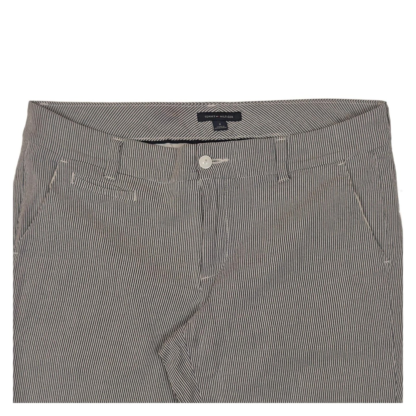 tommy hilfiger women size 8 navy white pinstripe chino ankle trousers stretch by Tommy Hilfiger – | RewearableUK