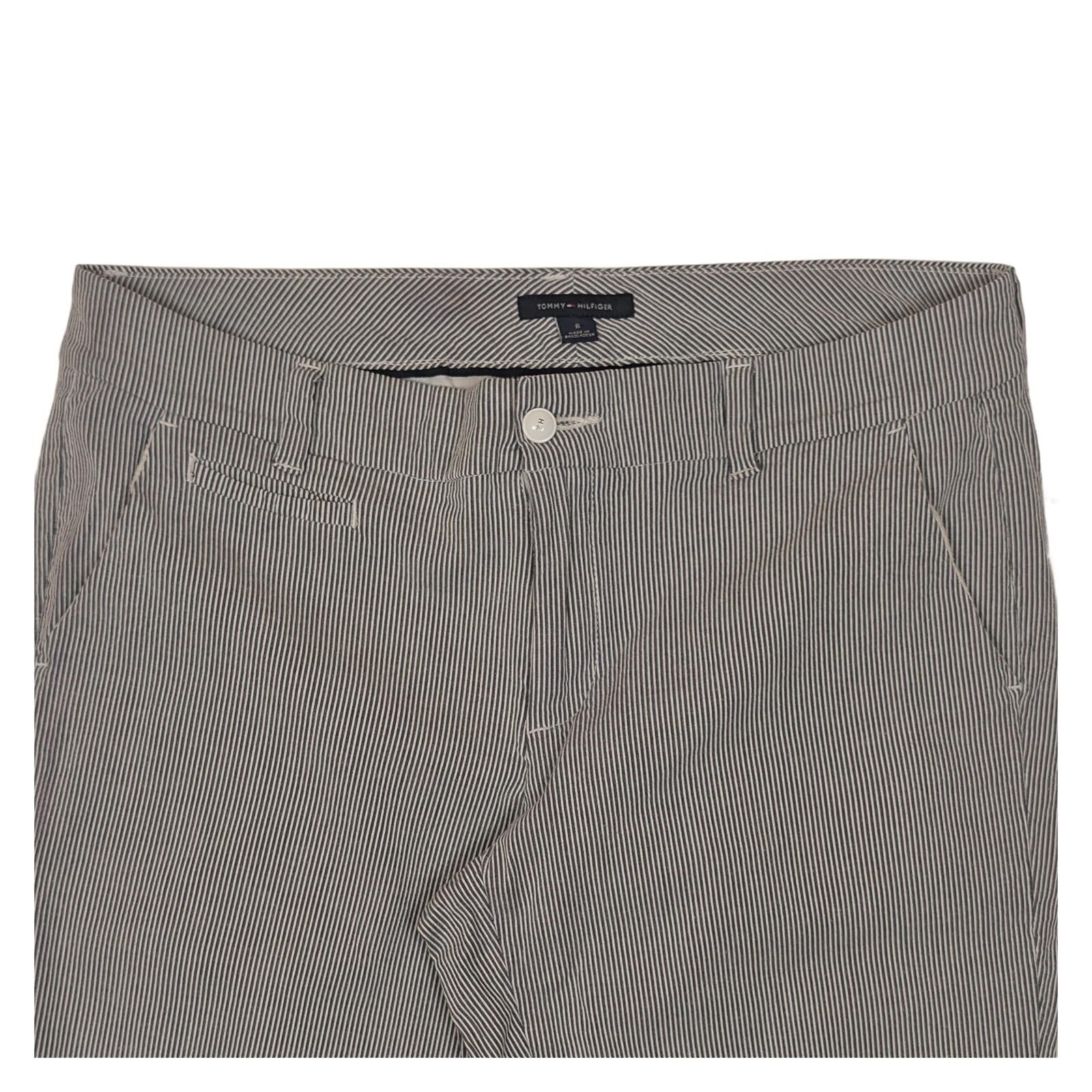 tommy hilfiger women size 8 navy white pinstripe chino ankle trousers stretch by Tommy Hilfiger – | RewearableUK