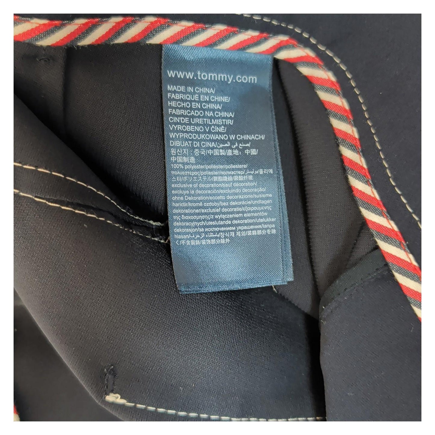 Tommy Hilfiger Women Size UK 14 Navy Blue Contrast Stitch Cropped Trousers by Tommy Hilfiger – | RewearableUK