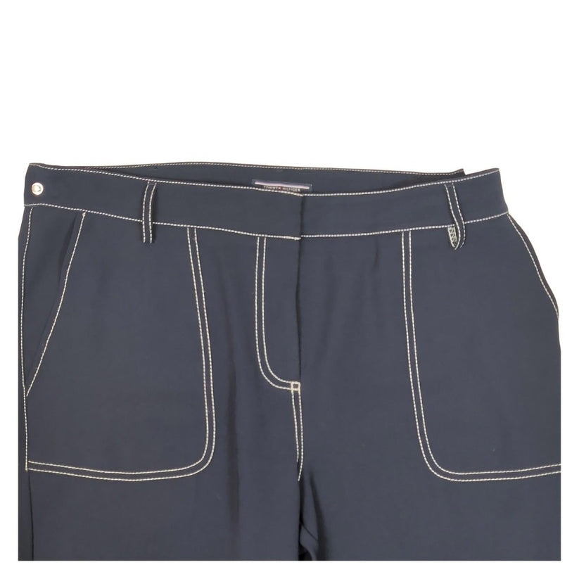 Tommy Hilfiger Women Size UK 14 Navy Blue Contrast Stitch Cropped Trousers by Tommy Hilfiger – | RewearableUK
