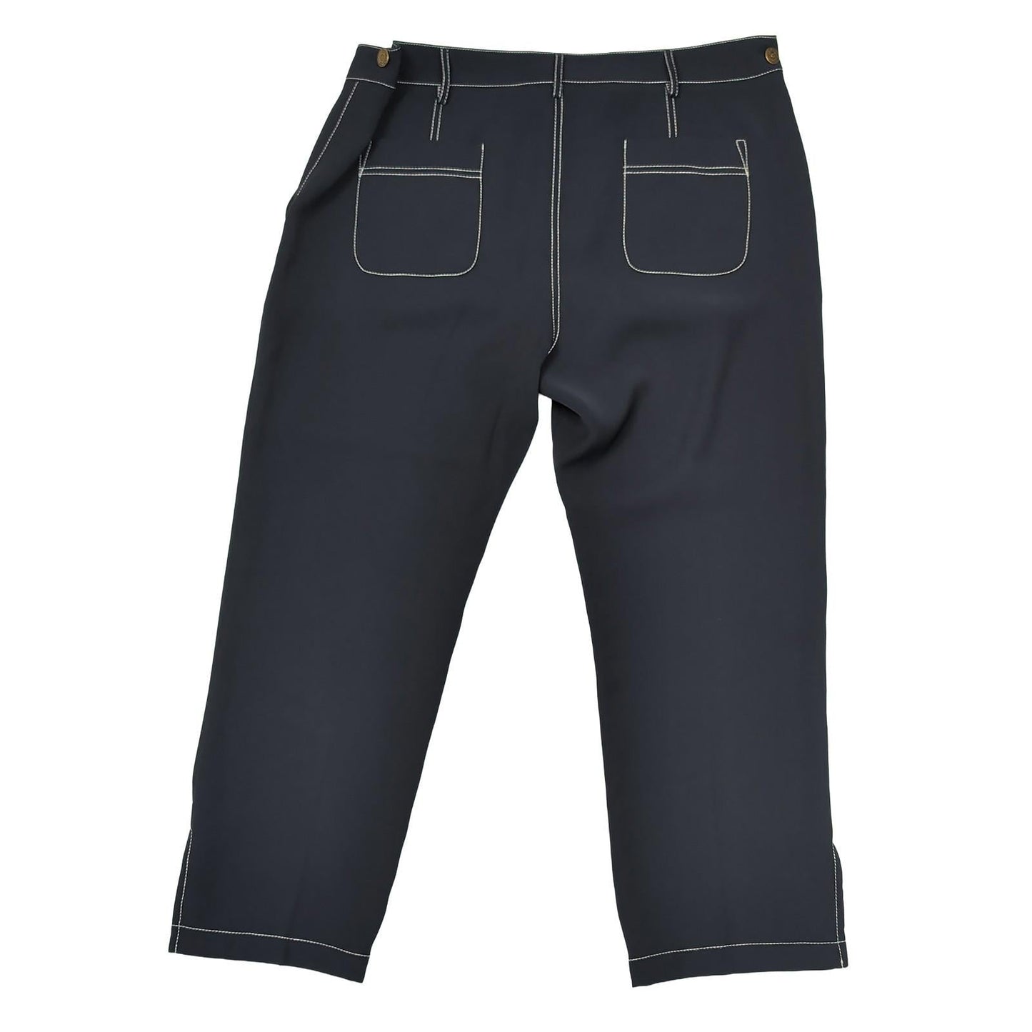 Tommy Hilfiger Women Size UK 14 Navy Blue Contrast Stitch Cropped Trousers by Tommy Hilfiger – | RewearableUK