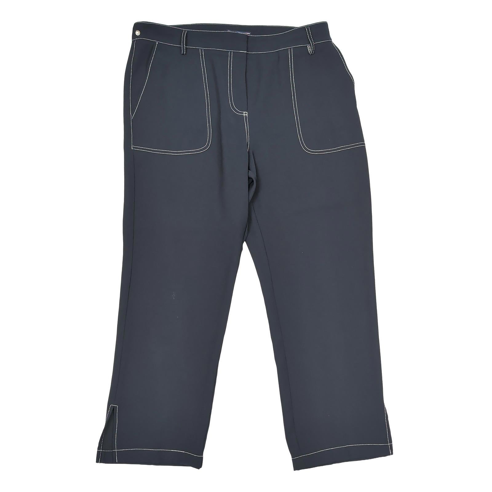 Tommy Hilfiger Women Size UK 14 Navy Blue Contrast Stitch Cropped Trousers by Tommy Hilfiger – | RewearableUK