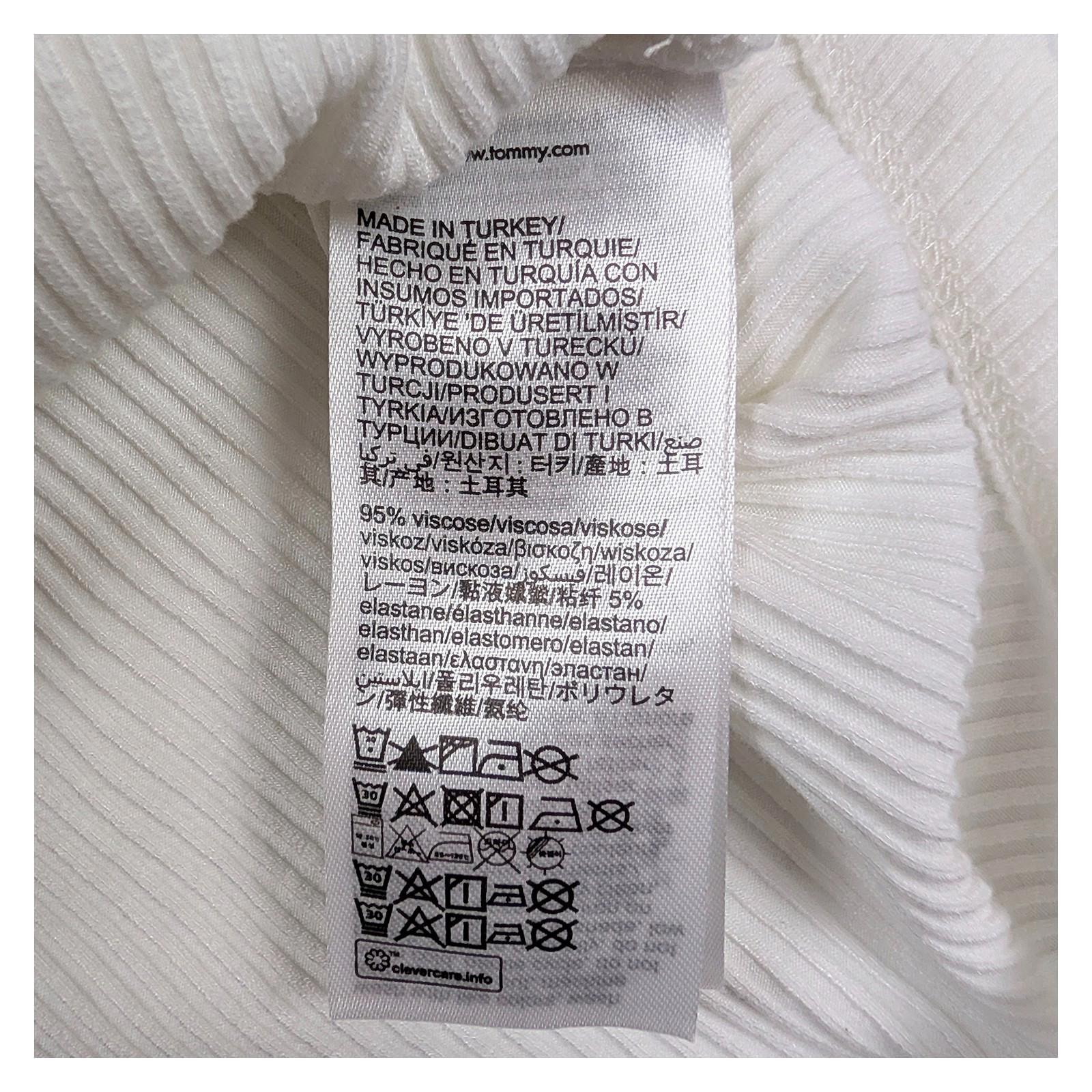 Tommy Hilfiger Women Top Size XL White Ribbed Long Sleeve Viscose Blend by Tommy Hilfiger – blouse | RewearableUK