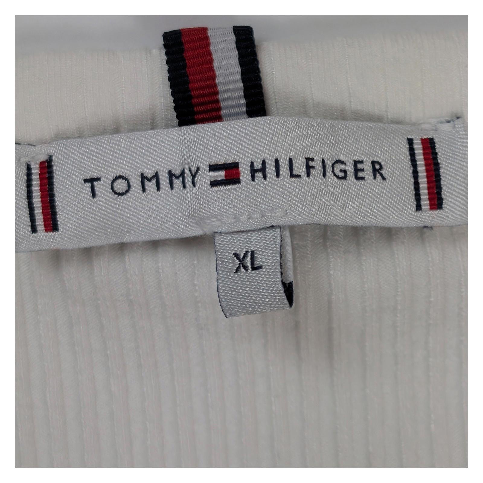 Tommy Hilfiger Women Top Size XL White Ribbed Long Sleeve Viscose Blend by Tommy Hilfiger – blouse | RewearableUK