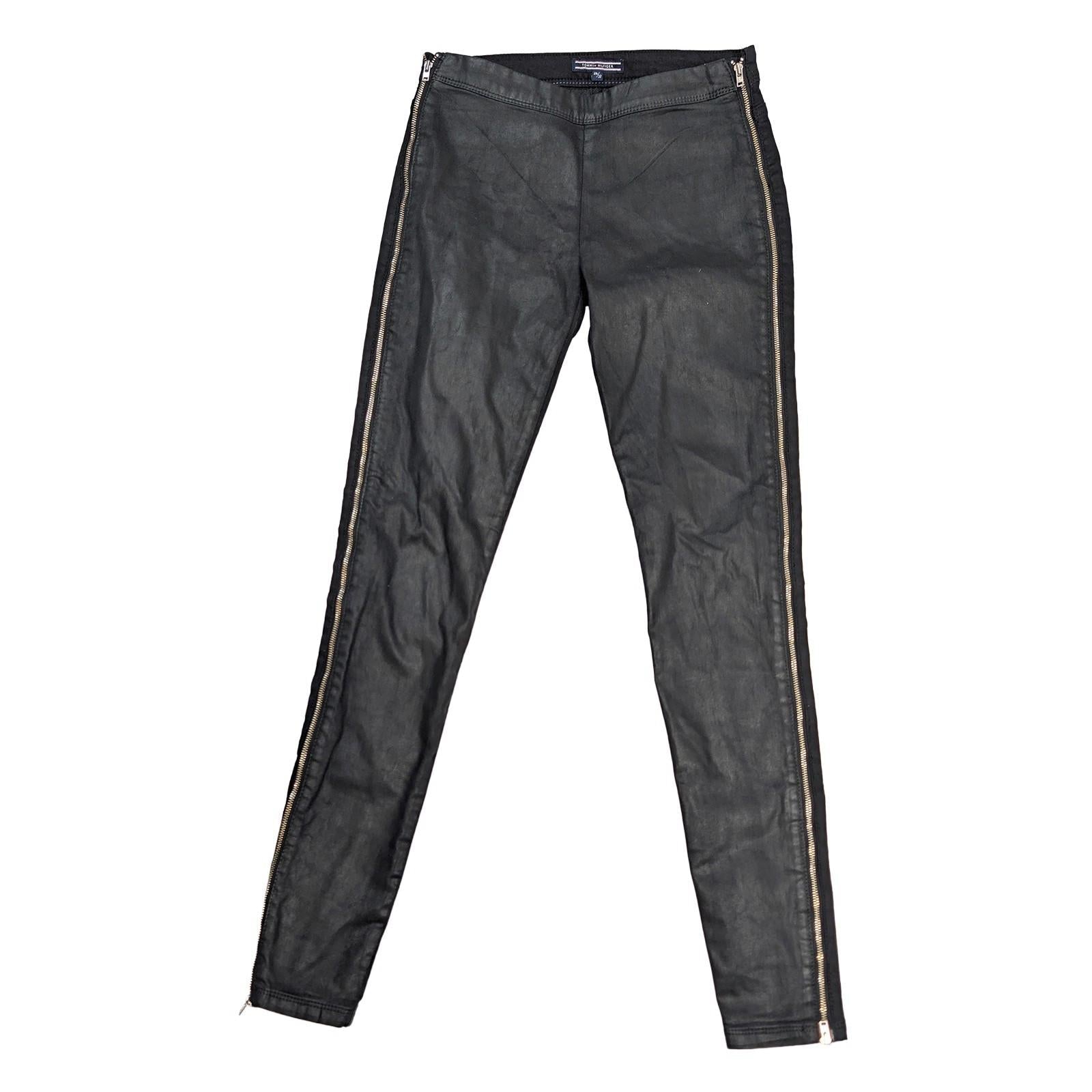 tommy hilfiger womens black skinny trousers side zip faux leather front 26 by Tommy Hilfiger – | RewearableUK