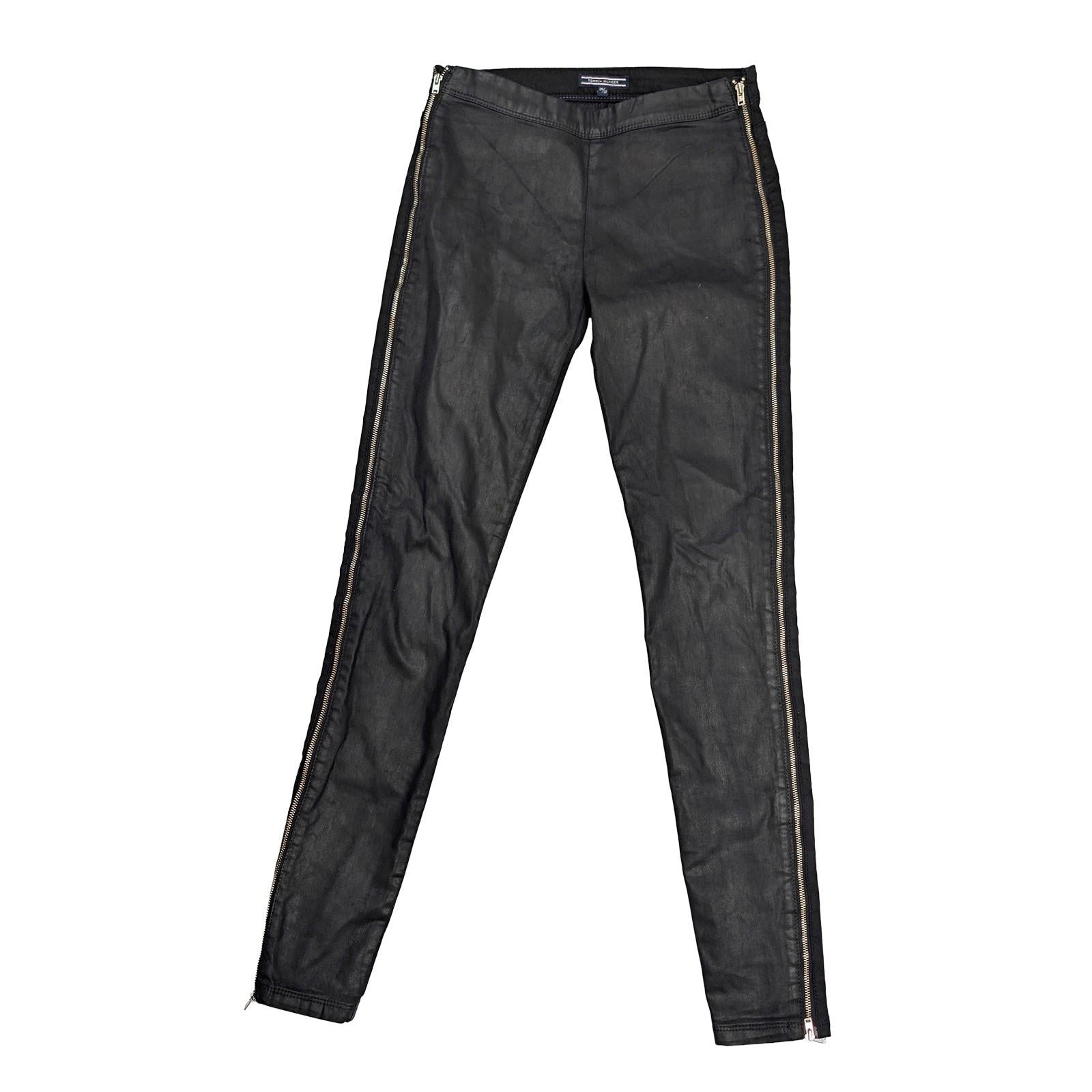 tommy hilfiger womens black skinny trousers side zip faux leather front 26 by Tommy Hilfiger – | RewearableUK