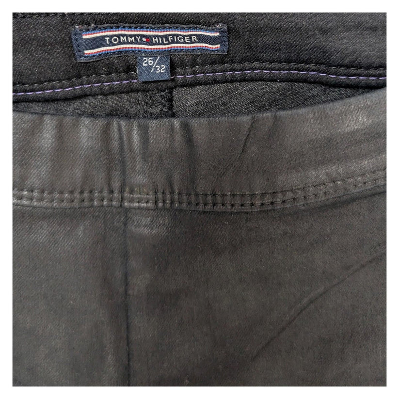 tommy hilfiger womens black skinny trousers side zip faux leather front 26 by Tommy Hilfiger – | RewearableUK