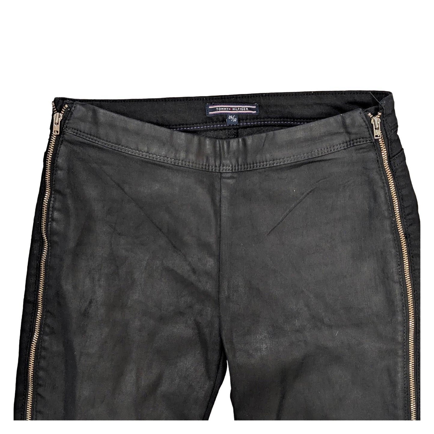 tommy hilfiger womens black skinny trousers side zip faux leather front 26 by Tommy Hilfiger – | RewearableUK