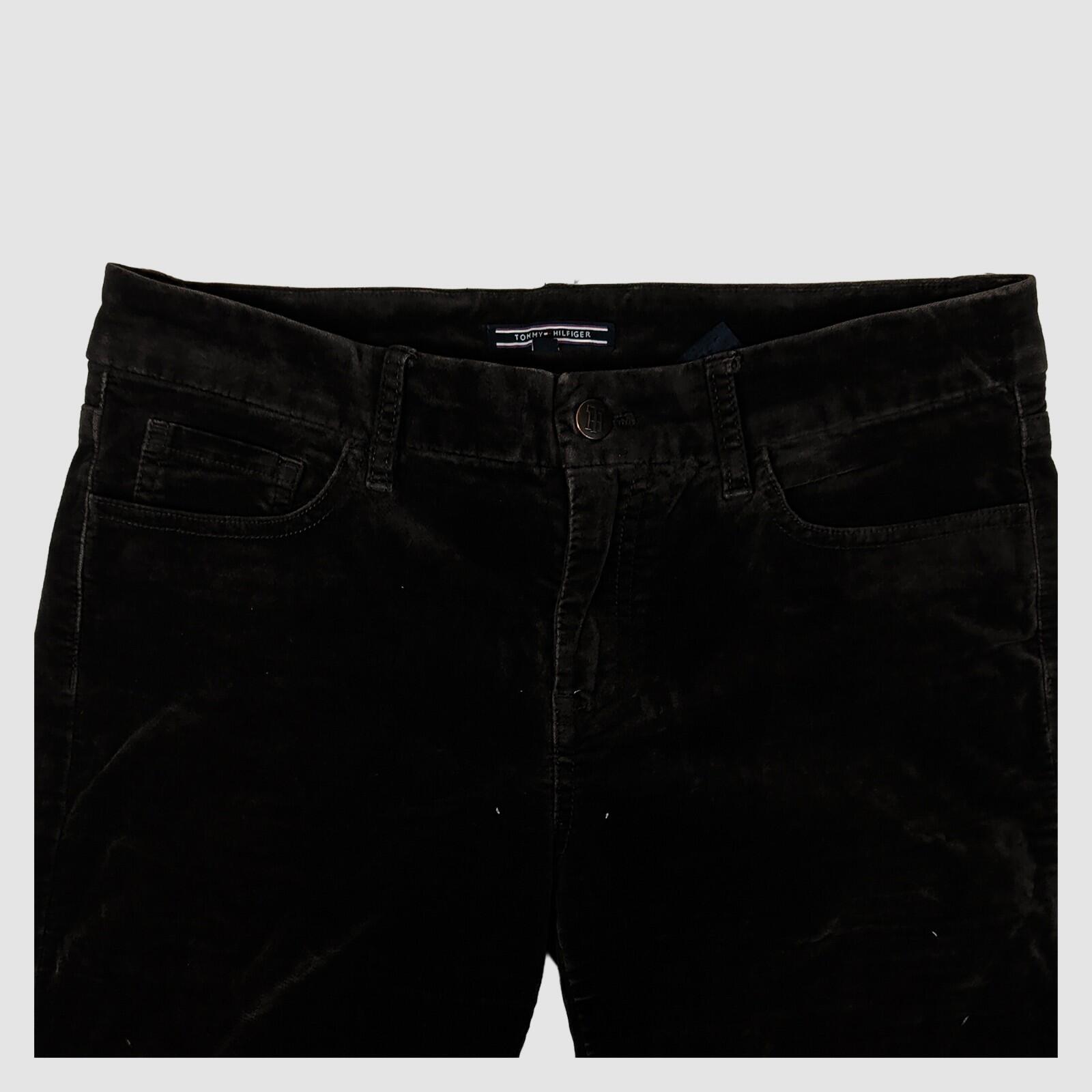 Tommy Hilfiger Womens Black Velvet Skinny Trousers W27 Stretch Slim by Tommy Hilfiger – trousers | RewearableUK