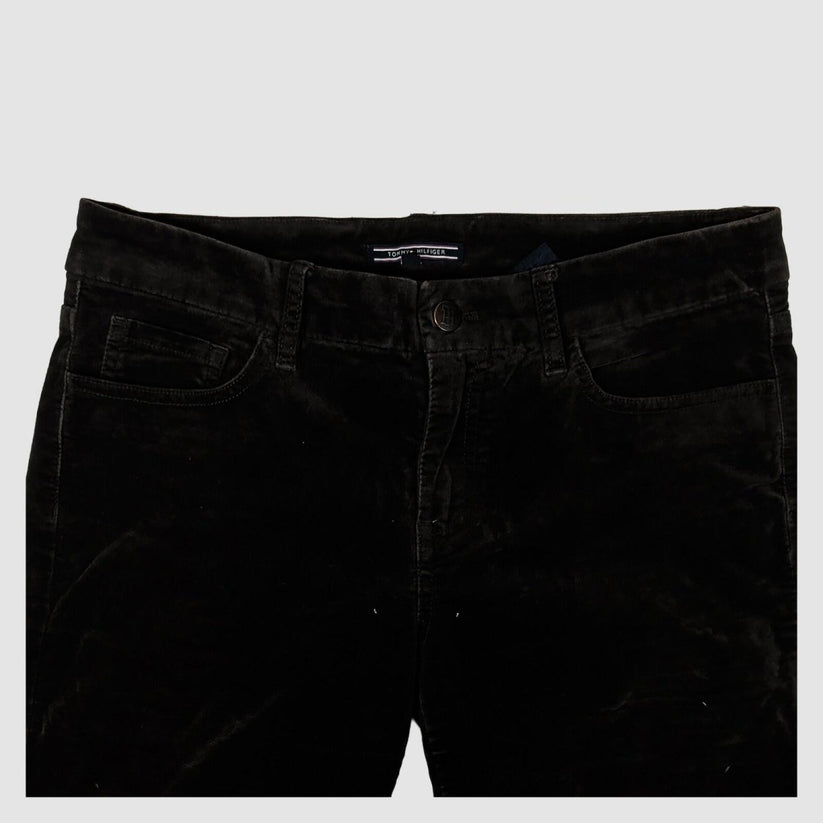 Tommy Hilfiger Womens Black Velvet Skinny Trousers W27 Stretch Slim by Tommy Hilfiger – trousers | RewearableUK