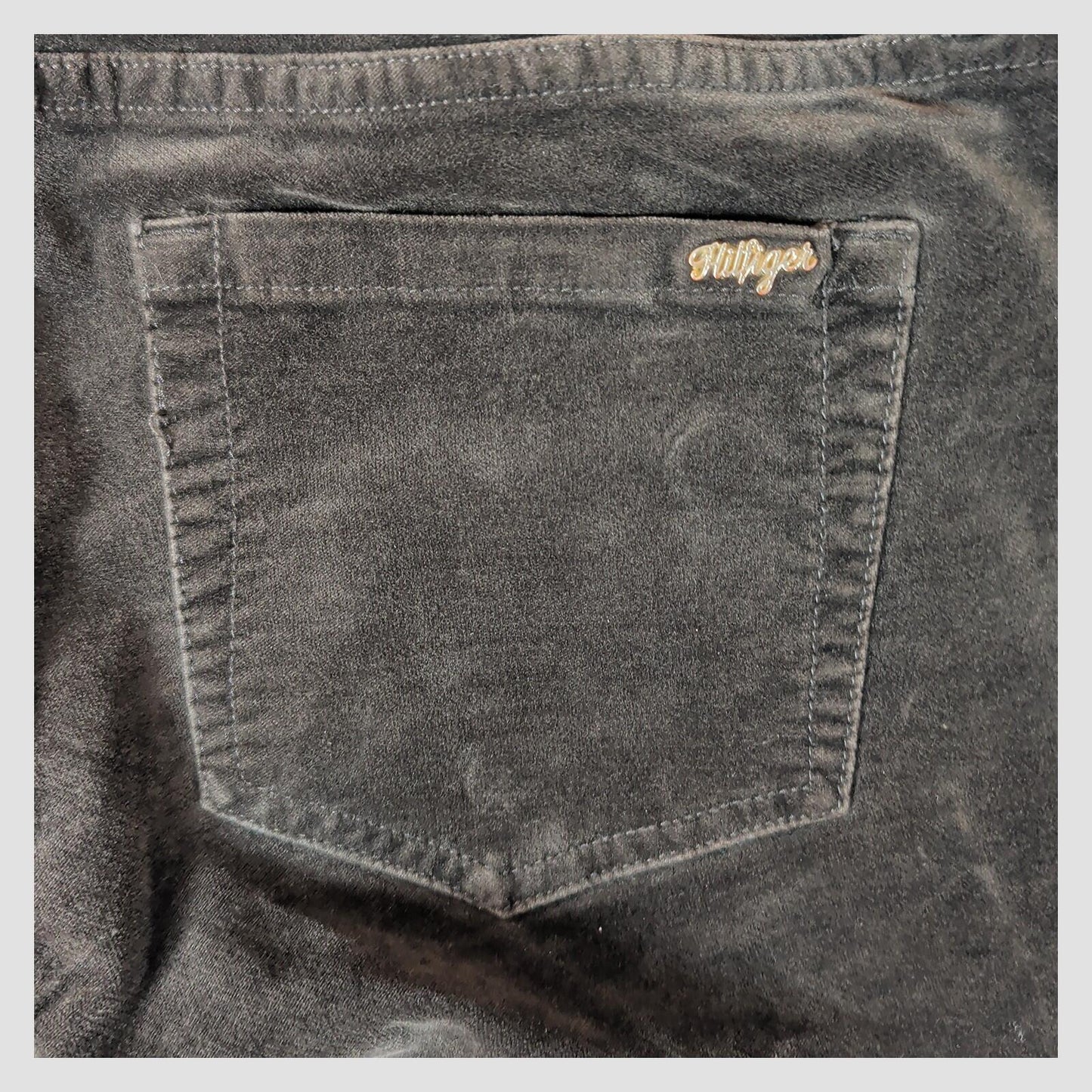 Tommy Hilfiger Womens Black Velvet Skinny Trousers W27 Stretch Slim by Tommy Hilfiger – trousers | RewearableUK