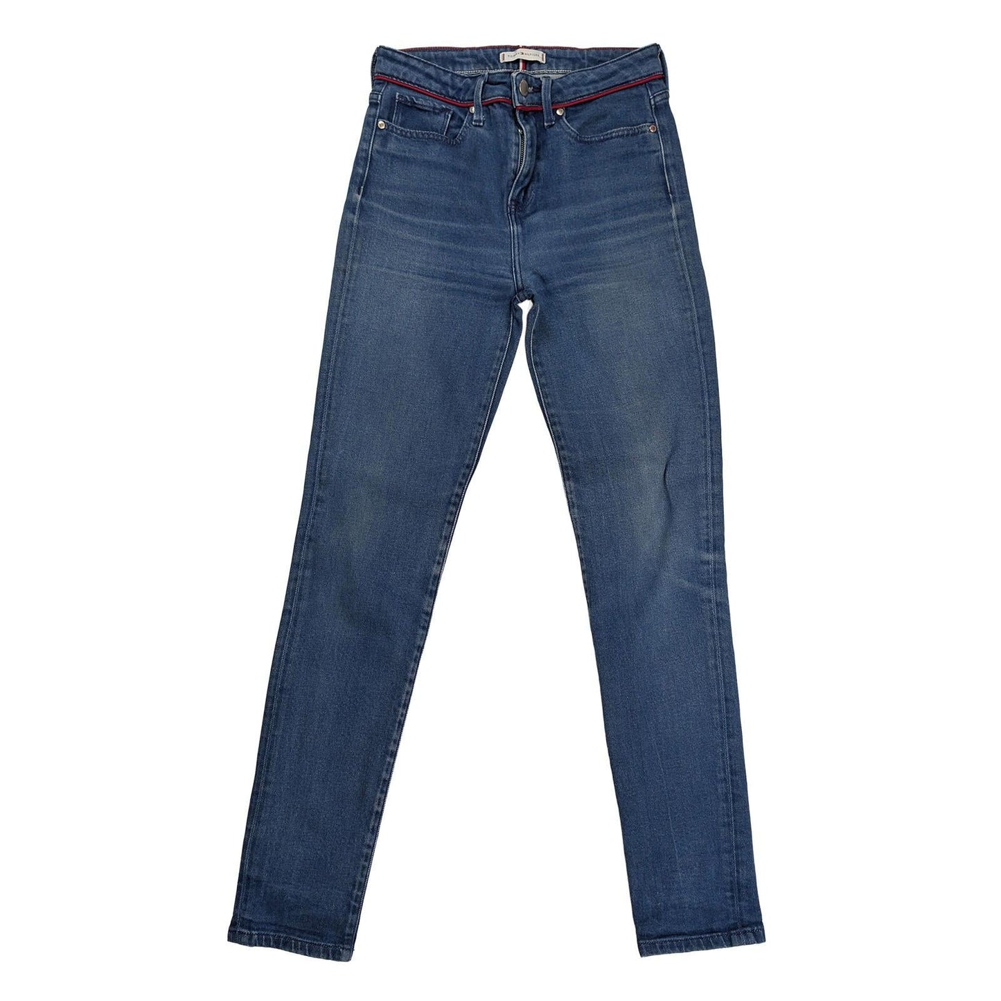 tommy hilfiger womens blue slim stretch denim mid rise jeans size w27