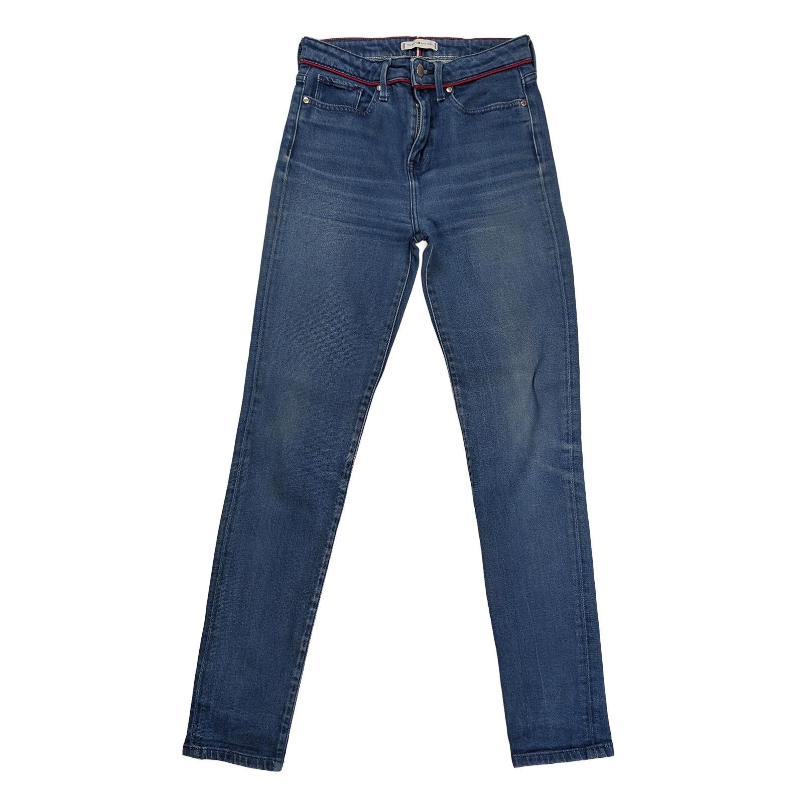 tommy hilfiger womens blue slim stretch denim mid rise jeans size w27