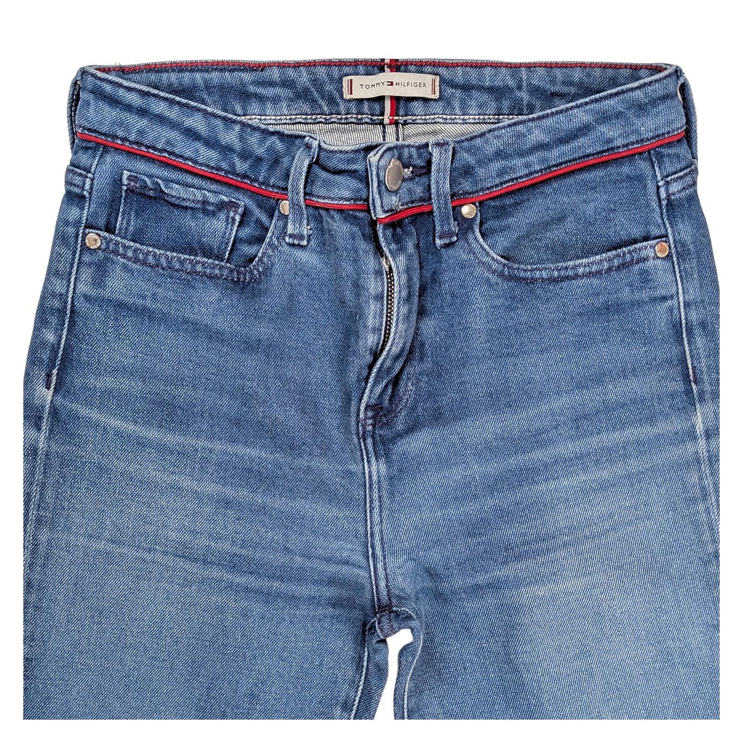 tommy hilfiger womens blue slim stretch denim mid rise jeans size w27