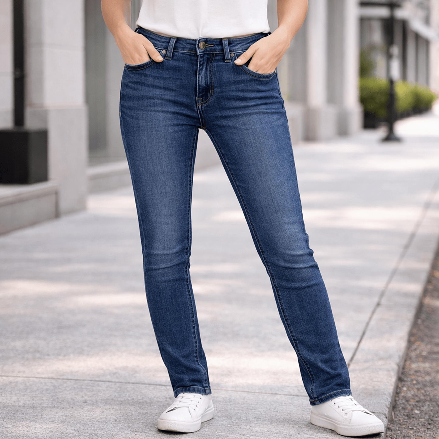 tommy hilfiger womens nora blue stretch denim mid rise skinny jeans w29 l30 by Tommy Hilfiger – JEANS | RewearableUK