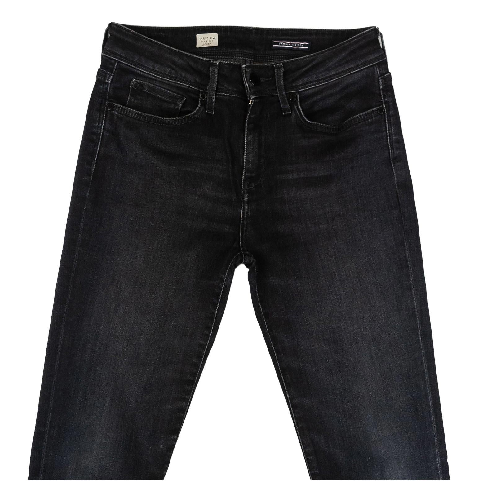 Tommy Hilfiger Women's Paris High Waist Slim Jeans W26 L32 Washed Black Denim by Tommy Hilfiger – | RewearableUK