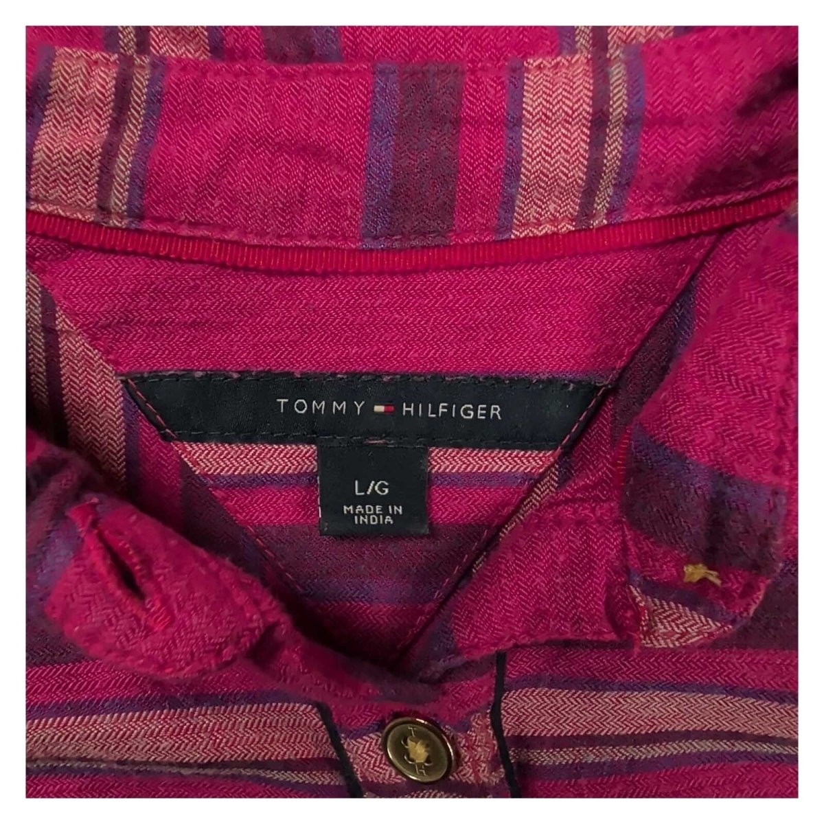 Tommy Hilfiger Women's Pink Striped Tunic Shirt L UK 12 Roll Tab Sleeve – product photo 5 | RewearableUK