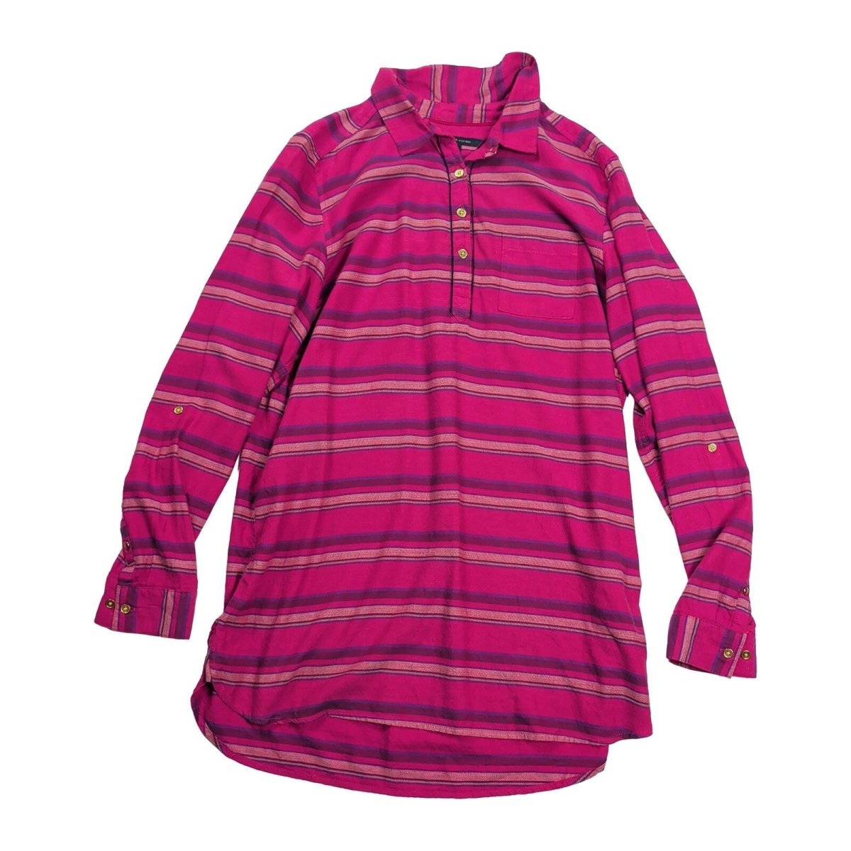 Tommy Hilfiger Women's Pink Striped Tunic Shirt L UK 12 Roll Tab Sleeve – product photo 1 | RewearableUK