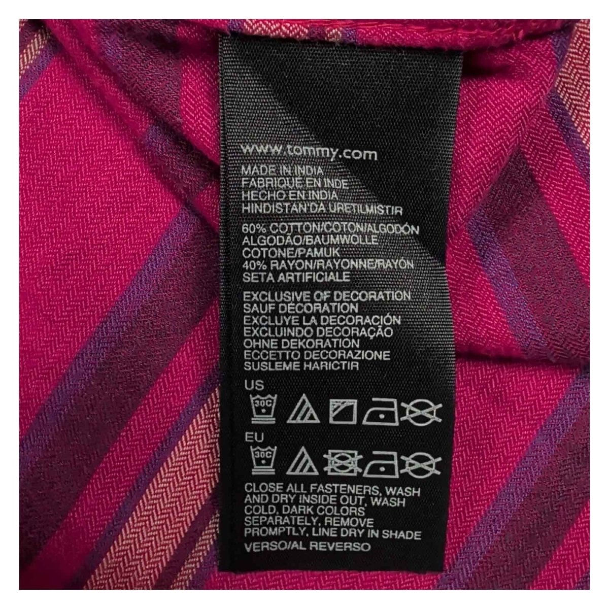 Tommy Hilfiger Women's Pink Striped Tunic Shirt L UK 12 Roll Tab Sleeve – product photo 6 | RewearableUK