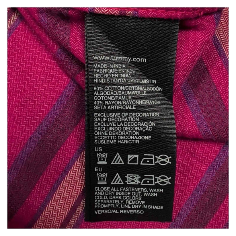 Tommy Hilfiger Women's Pink Striped Tunic Shirt L UK 12 Roll Tab Sleeve – product photo 6 | RewearableUK