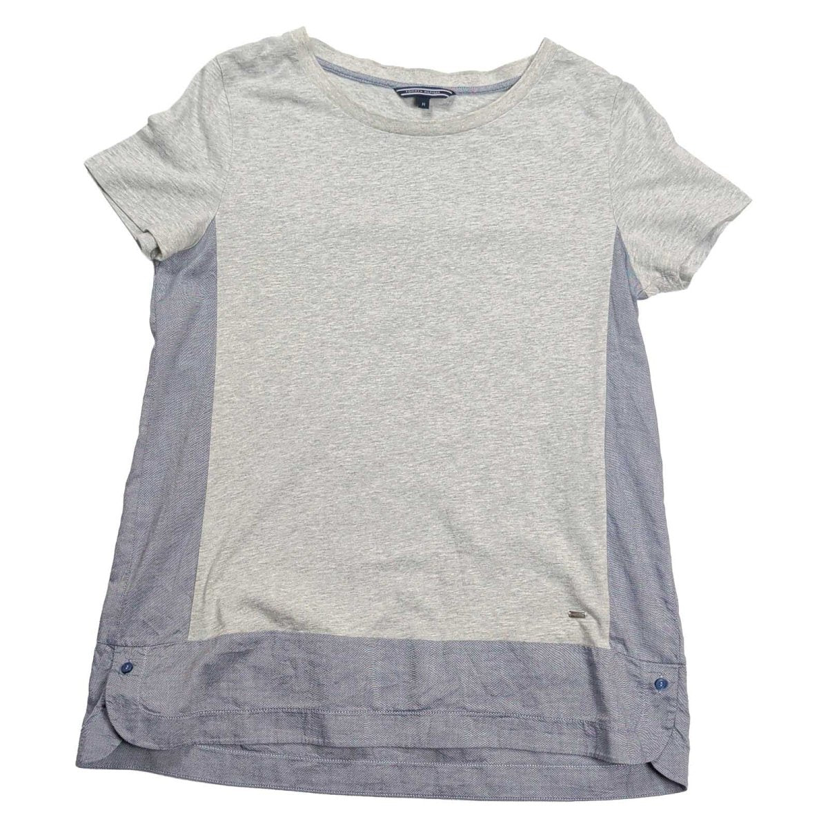 Tommy Hilfiger Women's Tunic T-Shirt M Grey Blue Oxford Panel Cotton – product photo 1 | RewearableUK