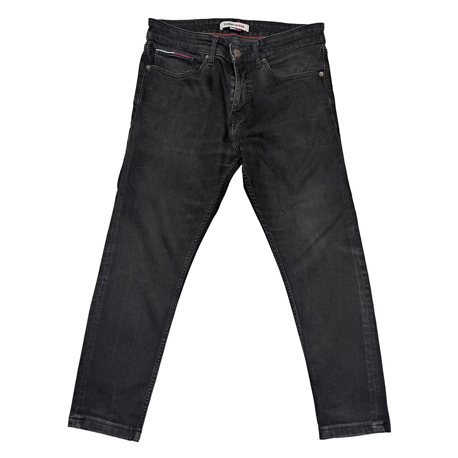 tommy jeans austin mens slim fit black stretch denim trousers size w30 l30 by Tommy Hilfiger – | RewearableUK