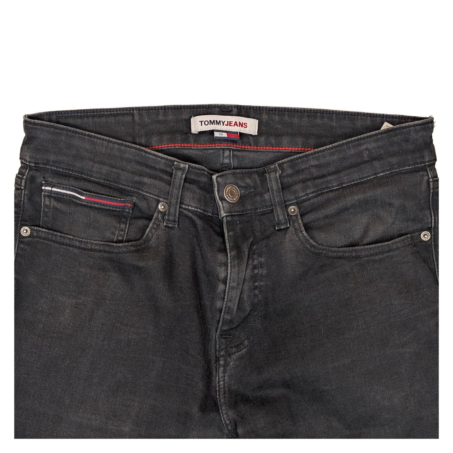 tommy jeans austin mens slim fit black stretch denim trousers size w30 l30 by Tommy Hilfiger – | RewearableUK