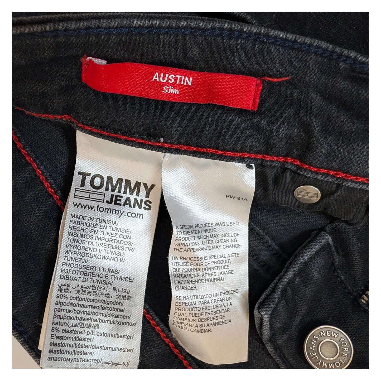 tommy jeans austin mens slim fit black stretch denim trousers size w30 l30 by Tommy Hilfiger – | RewearableUK