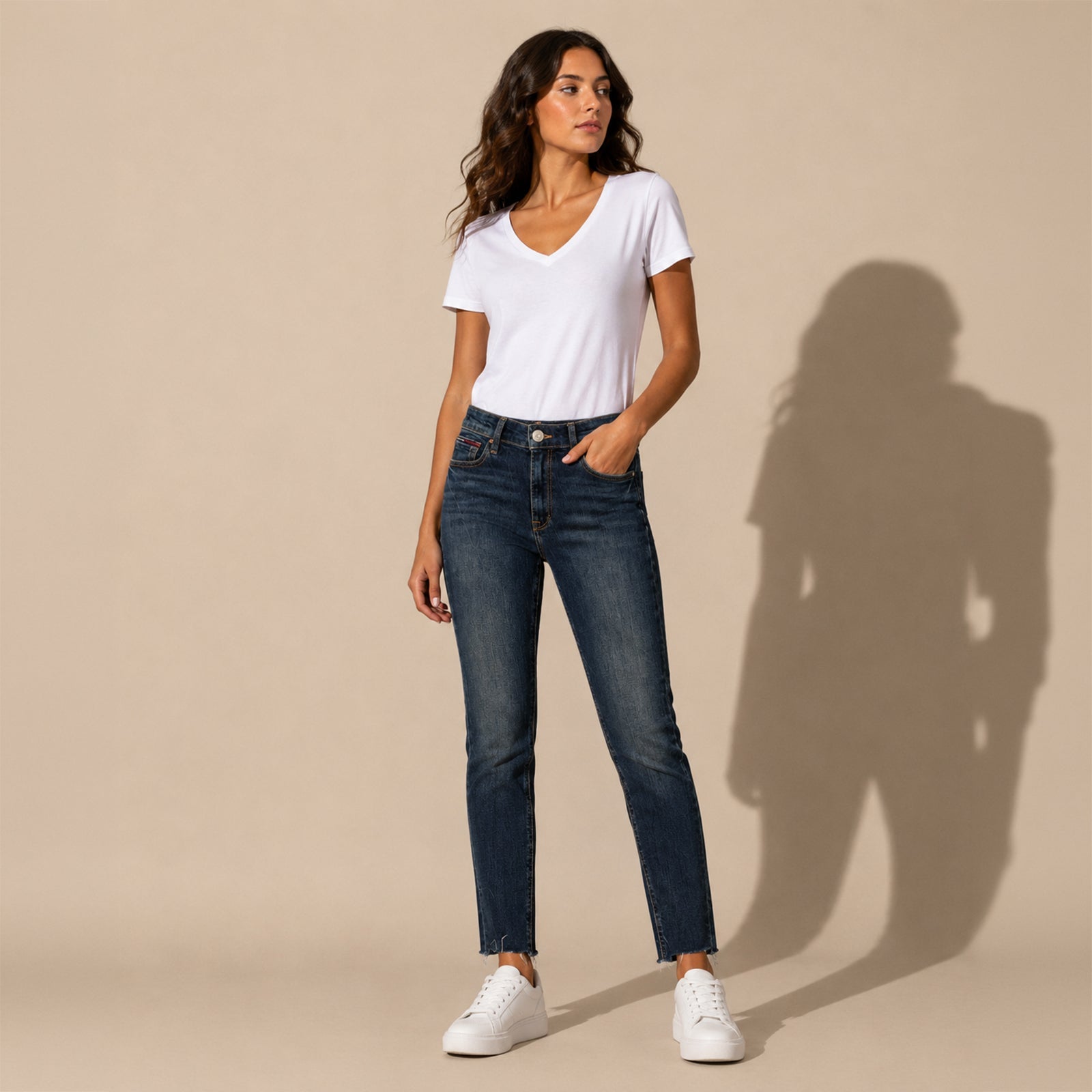 Tommy Jeans High Rise Skinny Jeans W24 L32 Dark Blue Raw Hem by Tommy Hilfiger – JEANS | RewearableUK