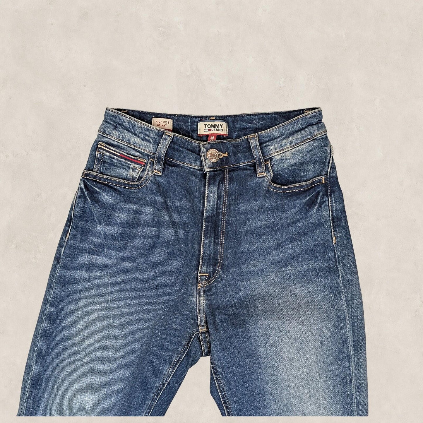 tommy jeans high rise skinny womens dark blue wash denim trousers w 24 l 32 by Tommy Hilfiger – | RewearableUK