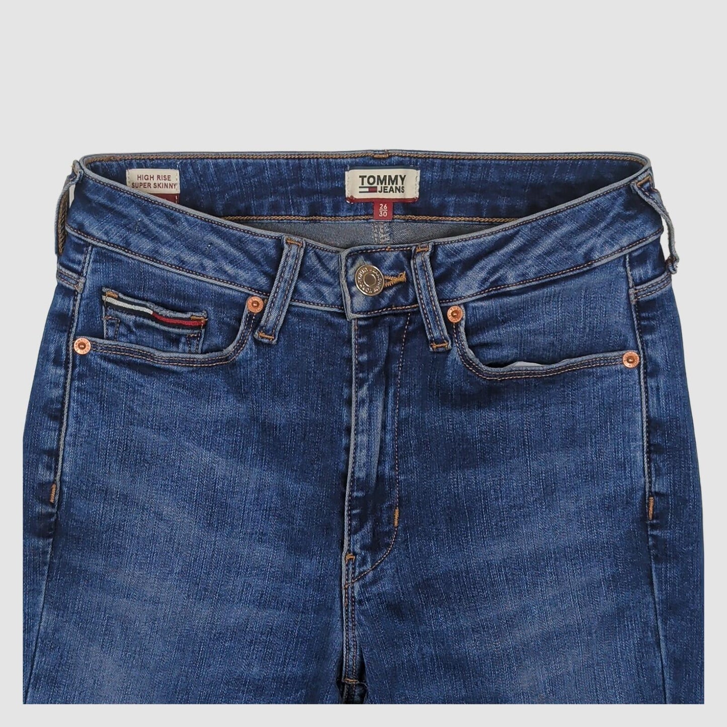 Tommy Jeans High Rise Super Skinny Blue Jeans W26 L30 Womens by Tommy Hilfiger – JEANS | RewearableUK