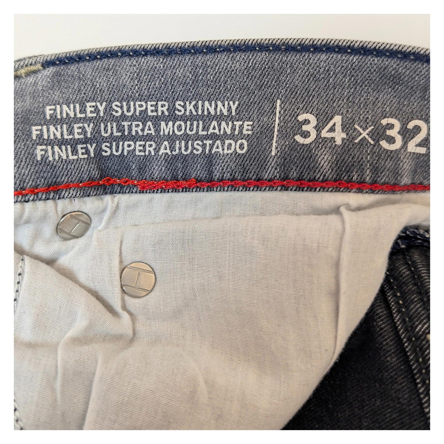 tommy jeans mens finley super skinny grey stretch denim trousers w34 l32 by Tommy Hilfiger – | RewearableUK