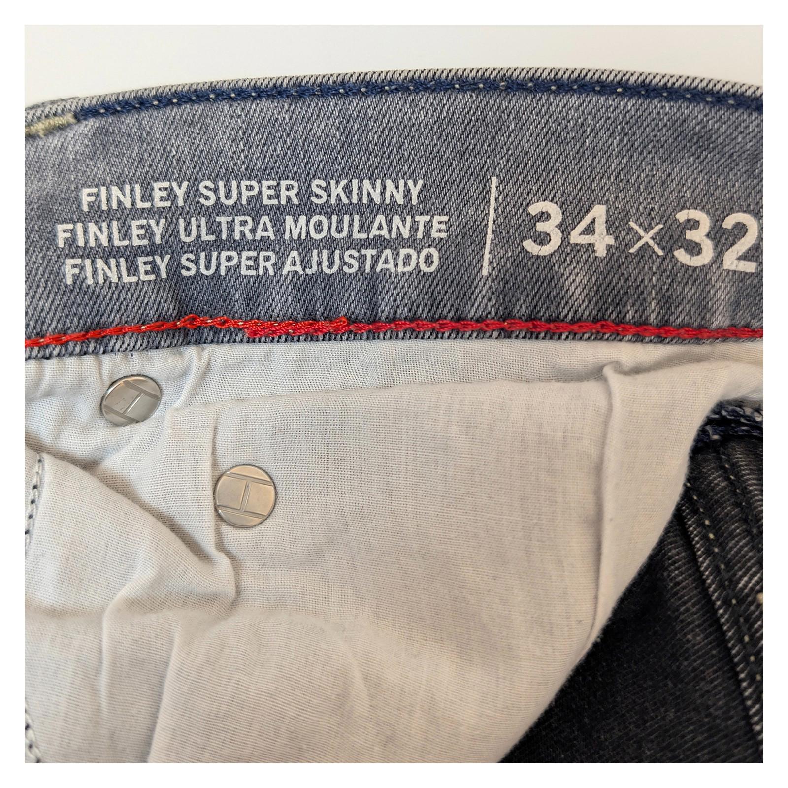 tommy jeans mens finley super skinny grey stretch denim trousers w34 l32 by Tommy Hilfiger – | RewearableUK