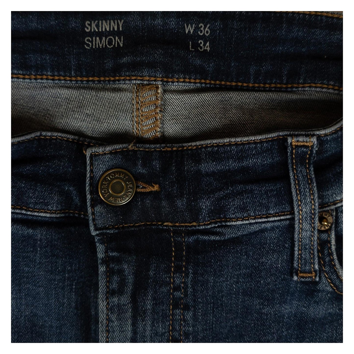 Tommy Jeans Men's Simon Skinny W36 L34 Blue Stretch Faded Whiskered Denim Pants by Tommy Hilfiger – | RewearableUK