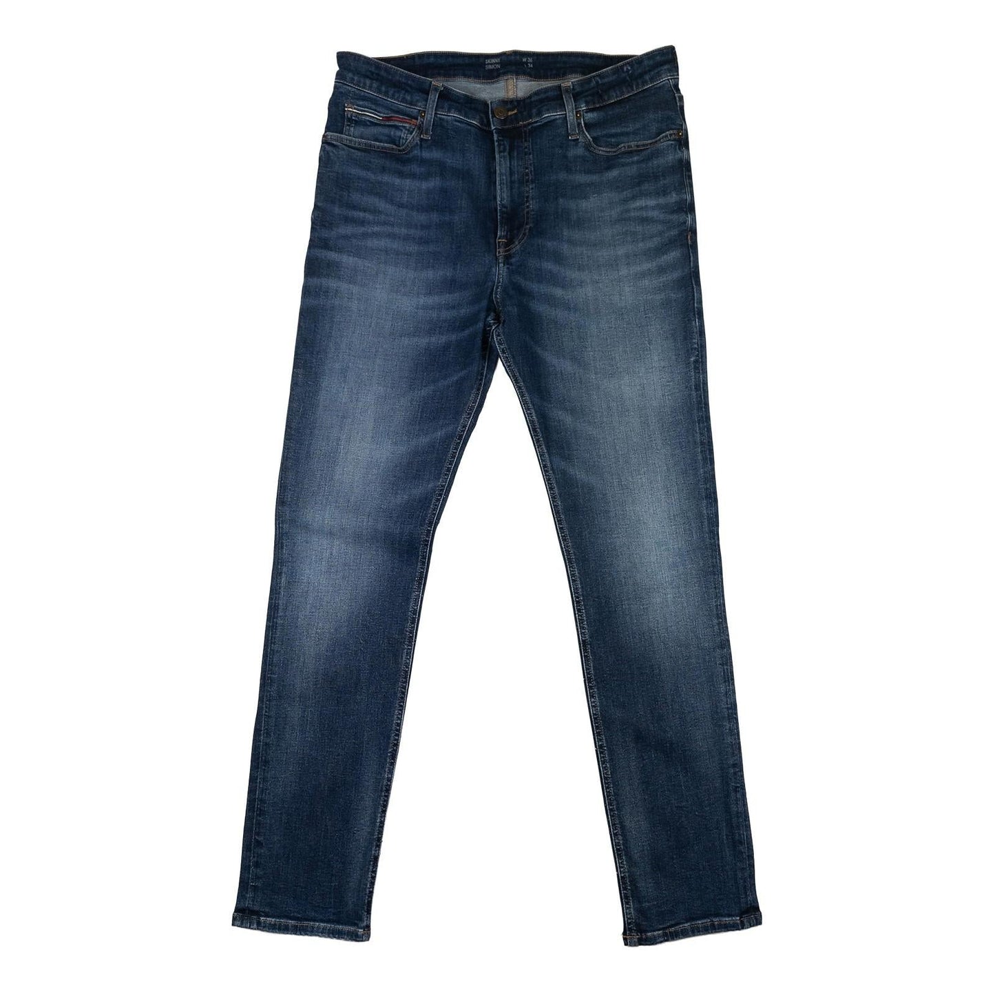 Tommy Jeans Men's Simon Skinny W36 L34 Blue Stretch Faded Whiskered Denim Pants by Tommy Hilfiger – | RewearableUK