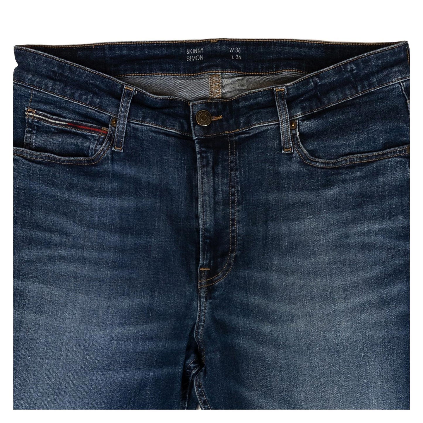 Tommy Jeans Men's Simon Skinny W36 L34 Blue Stretch Faded Whiskered Denim Pants by Tommy Hilfiger – | RewearableUK