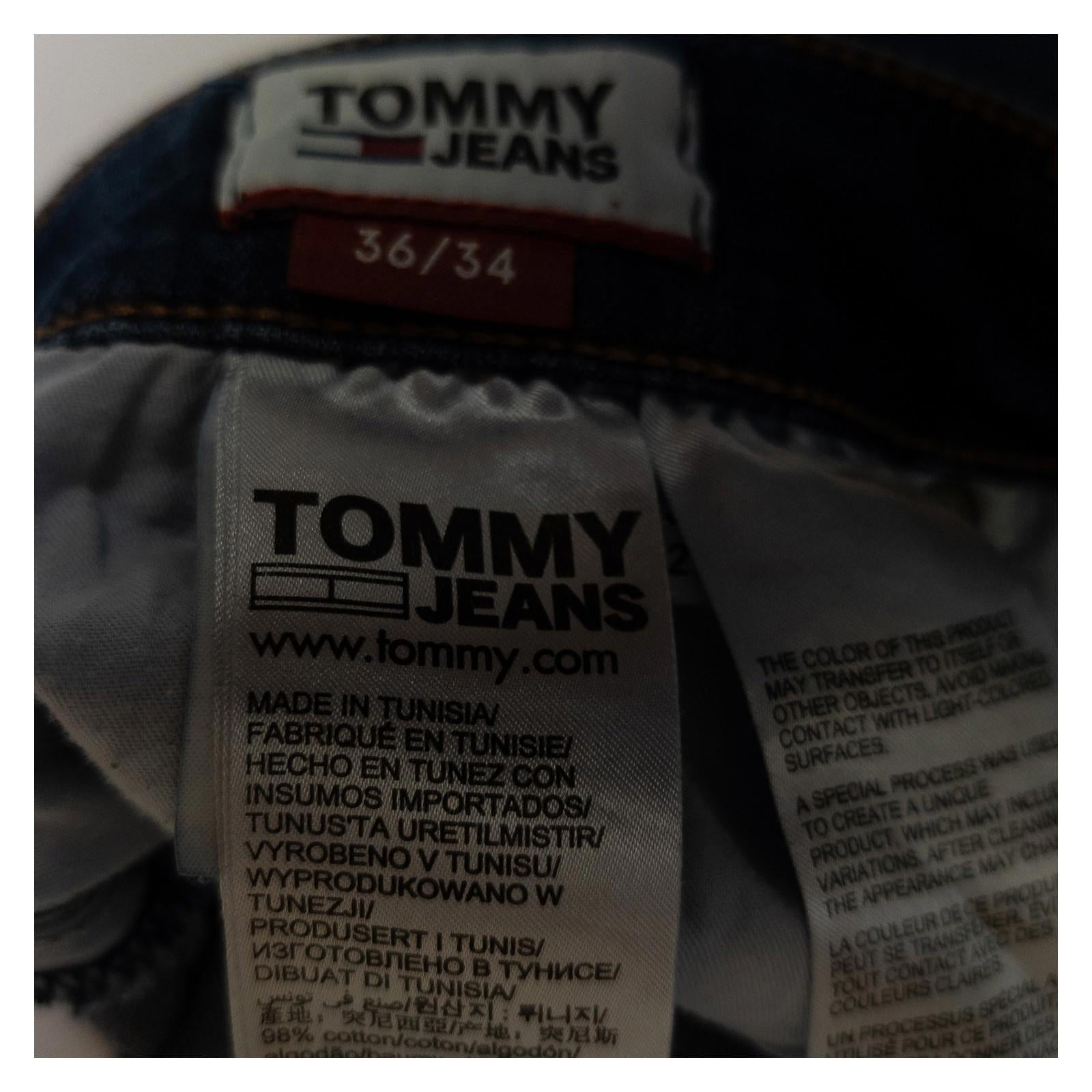 Tommy Jeans Men's Simon Skinny W36 L34 Blue Stretch Faded Whiskered Denim Pants by Tommy Hilfiger – | RewearableUK