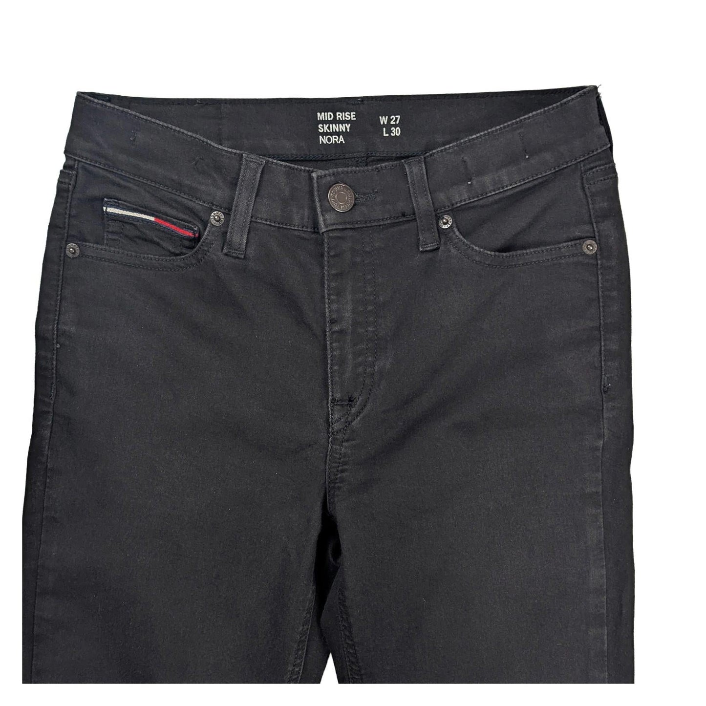 Tommy Jeans Nora Skinny Jeans Size W27 L30 Black Mid Rise Stretch Denim Womens by Tommy Hilfiger – | RewearableUK