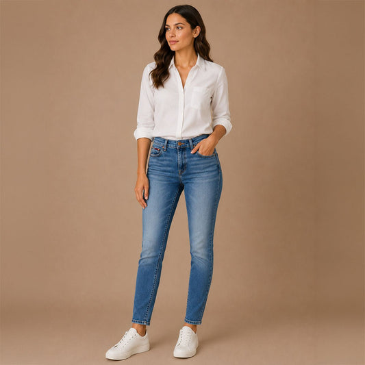Tommy Jeans Nora Skinny Jeans W27 L28 Blue Mid Rise Stretch Denim – JEANS product photo 1 | RewearableUK