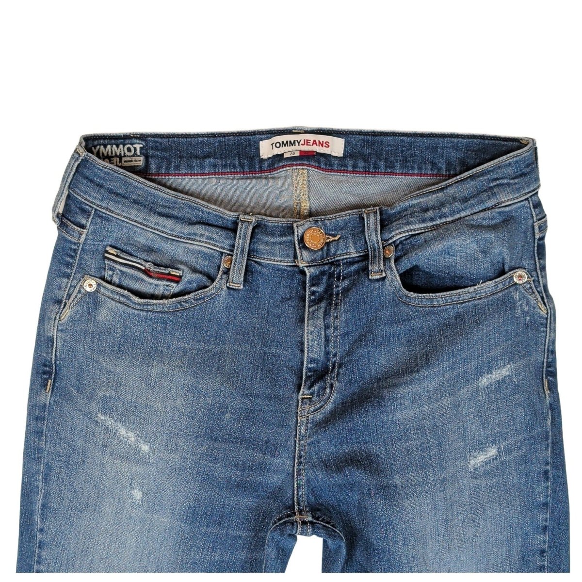 Tommy Jeans Nora Women's Blue Skinny Jeans W29 L32 Mid Rise Distressed Denim – product photo 3 | RewearableUK
