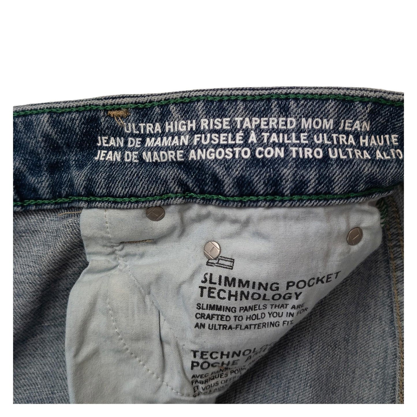 Tommy Jeans Ultra High Rise Mom Jeans W28 US 6 Blue Distressed Tapered Denim by Tommy Hilfiger – | RewearableUK