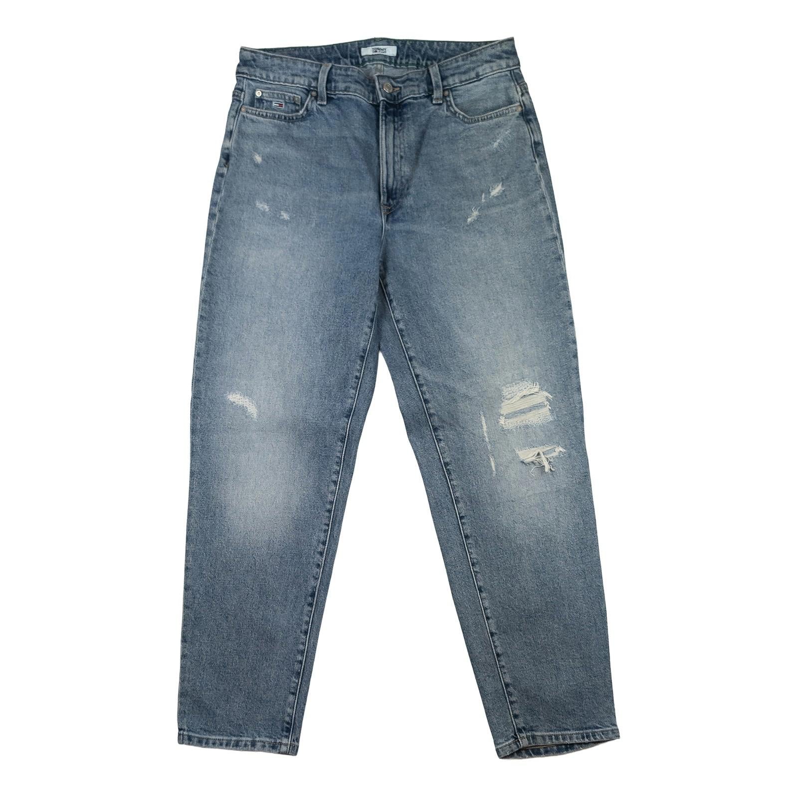 Tommy Jeans Ultra High Rise Mom Jeans W28 US 6 Blue Distressed Tapered Denim by Tommy Hilfiger – | RewearableUK