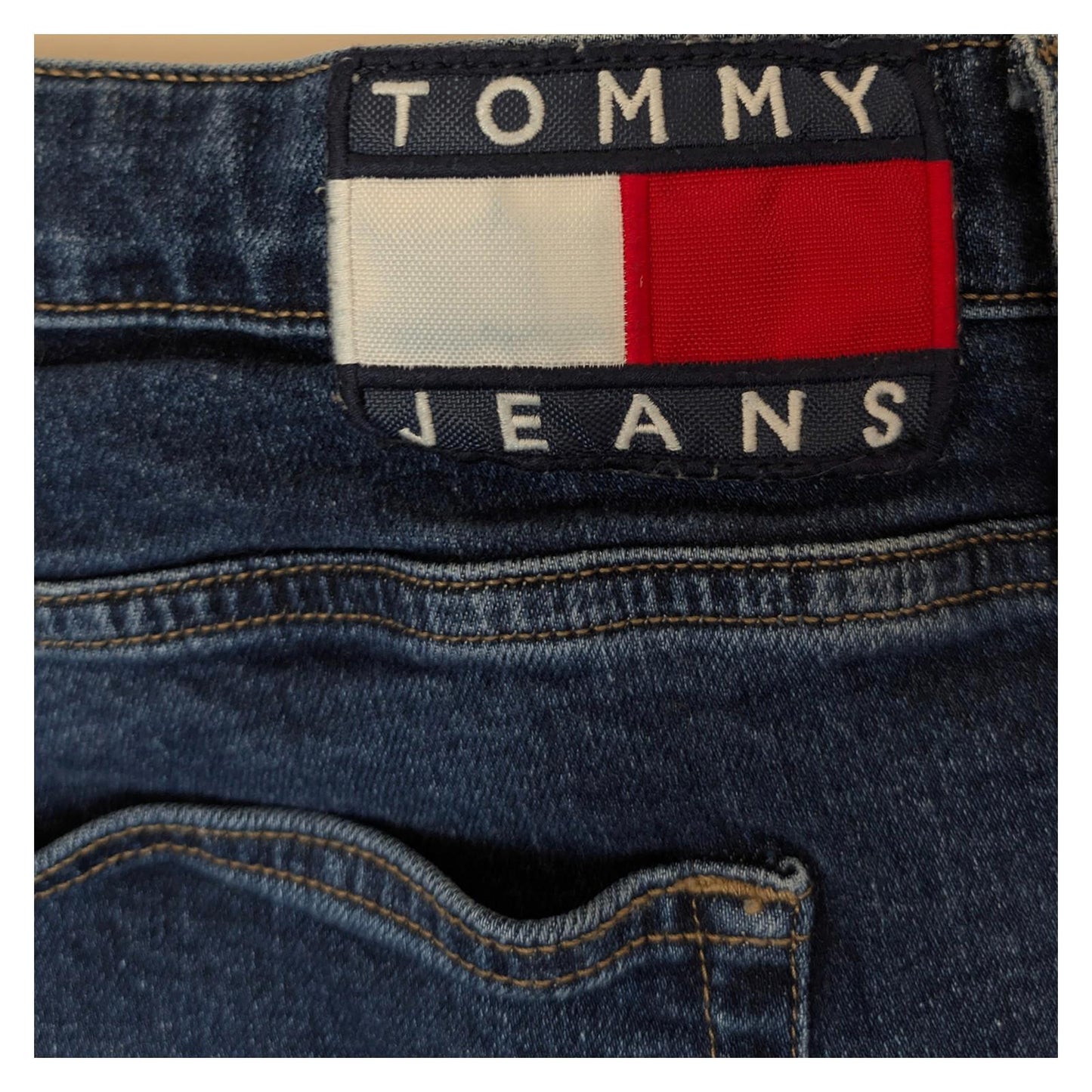 tommy jeans womens blue denim mom jeans ultra high rise tapered size w40 l32 by Tommy Hilfiger – | RewearableUK
