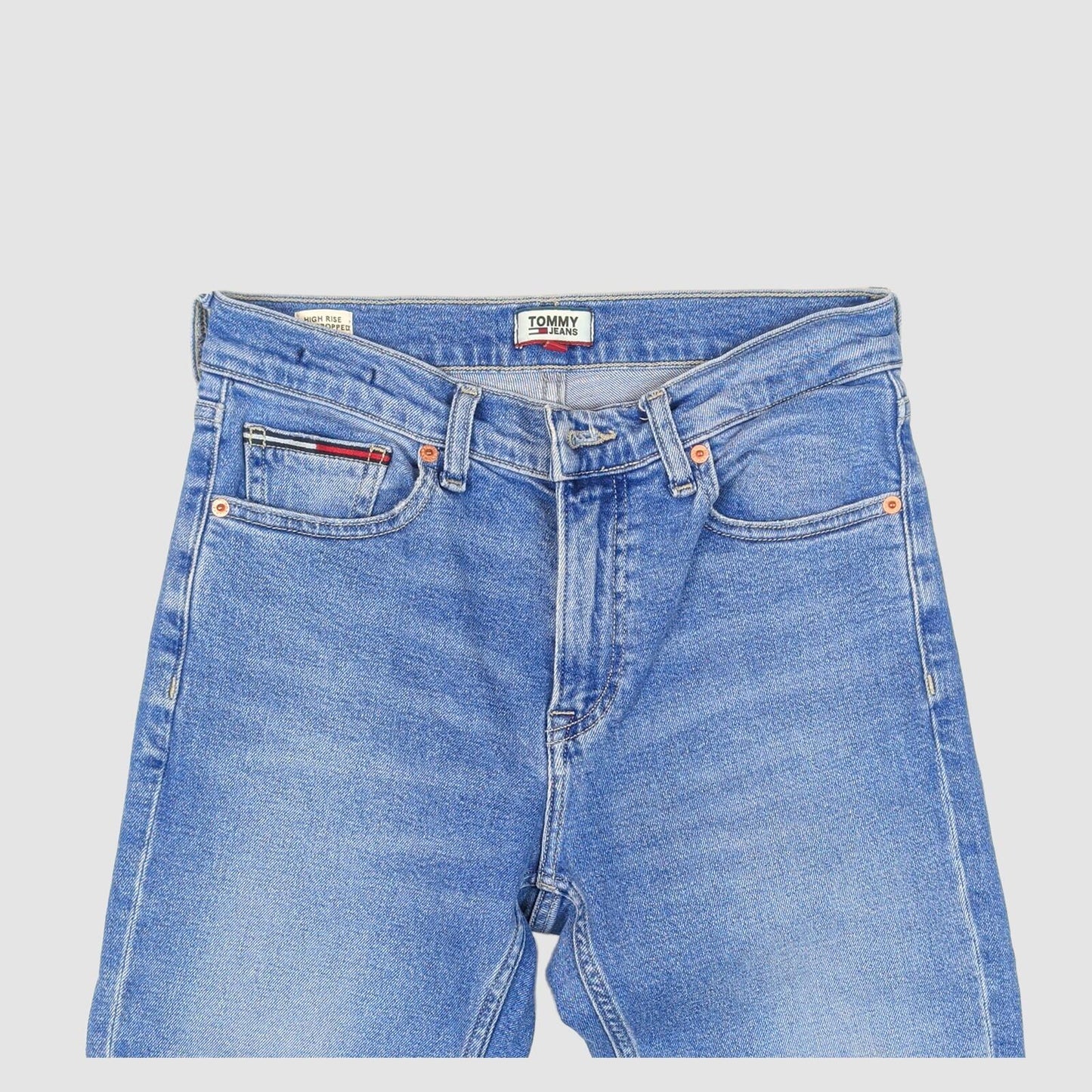 tommy jeans womens blue izzy high rise slim cropped stretch denim jeans w26 l30 by Tommy Hilfiger – JEANS | RewearableUK