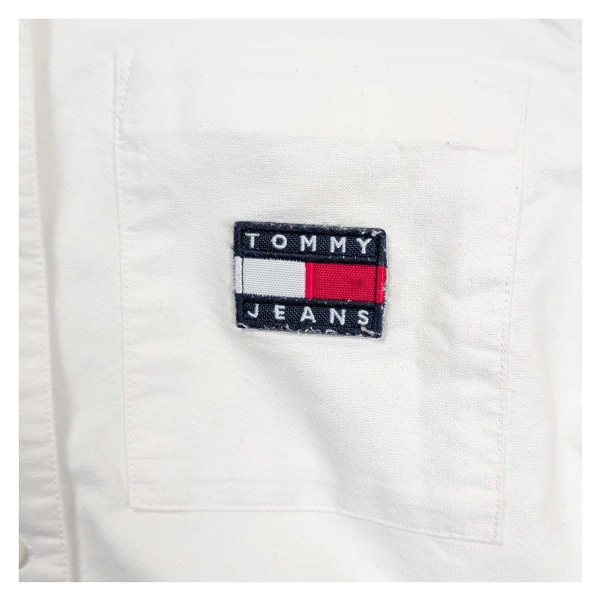 Tommy Jeans Women's Cropped Shirt XS White Cotton Long Sleeve Logo Pocket – product photo 4 | RewearableUK